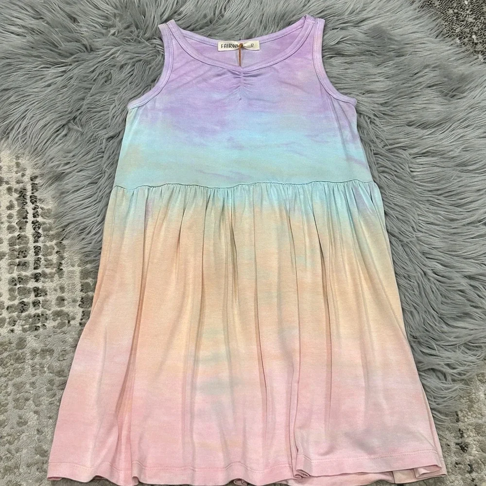 Fairwell Girls Purple Multicolor Tie Dye‎ Dancer Dress Size 12Y ($64)